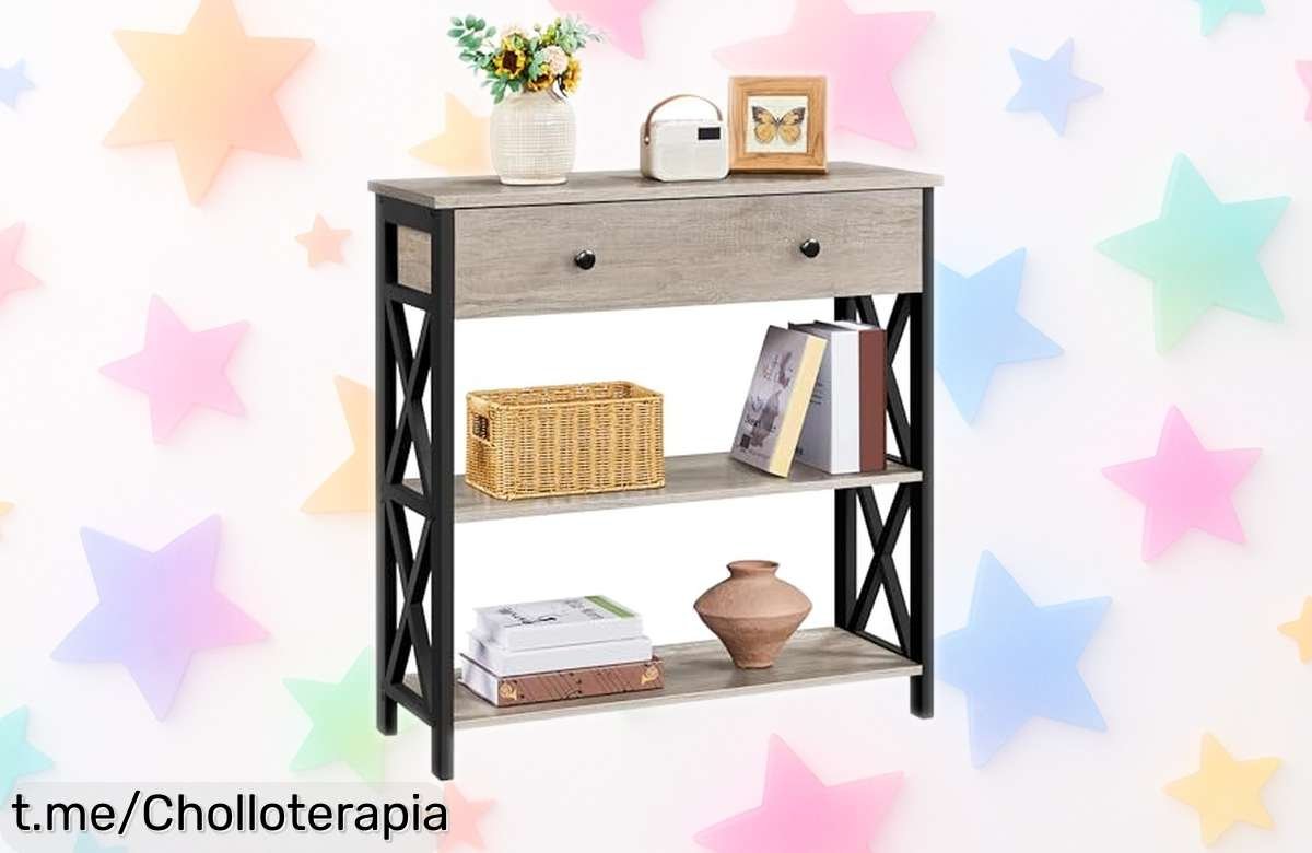 Mesa de consola recibidor de 3 niveles Yaheetech, un ofertón increíble a precio tirado, ¡perfecta para darle estilo a tu entrada y hacerlo más acogedor!