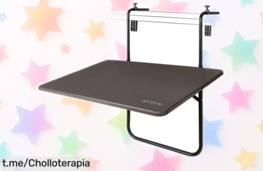 Mesa plegable para barandilla o terraza, ajustable y resistente: ¡ofertón rebajado que no puedes dejar escapar para disfrutar al aire libre!