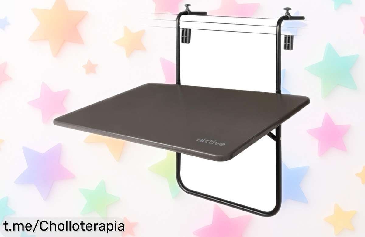 Mesa plegable para barandilla o terraza, ajustable y resistente: ¡ofertón rebajado que no puedes dejar escapar para disfrutar al aire libre!