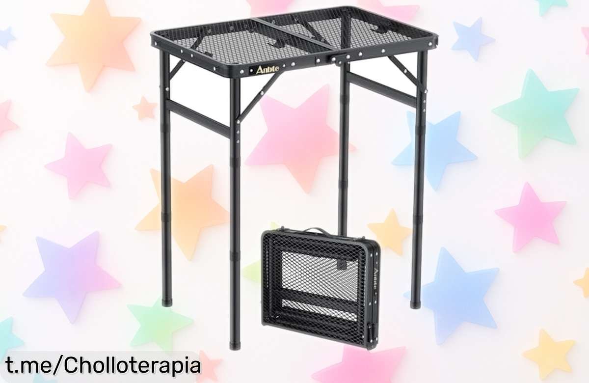 Mesa plegable portátil Anbte para camping y barbacoa, ajustable a 3 niveles: ¡un ofertón que no puedes dejar pasar para disfrutar al aire libre con total comodidad!