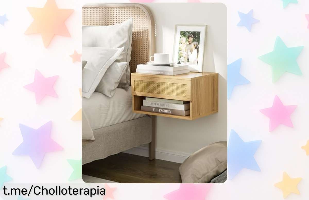 Mesas flotantes con cajones y estantes de ratán Roble HEYZOEY a precio tirado, no te quedes sin la tuya, ¡aprovéchalo antes que vuelen!