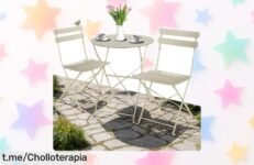 Mesita de bistró tectake con 2 sillas plegables que no puedes dejar pasar, perfectas para tus tardes en el balcón ¡aprovéchalo antes de que se acaben!