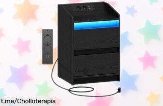 Mesita de noche Hzuaneri NS30004X con luces LED y puertos USB: ¡ofertón a precio de risa! Dale vida y organización a tu cuarto antes que se acabe.
