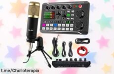 Micrófono condensador con mezclador y tarjeta de sonido para streaming: ¡la oferta que vuela! Sonido ultra claro a precio loco, graba como un pro y no te quedes sin él.