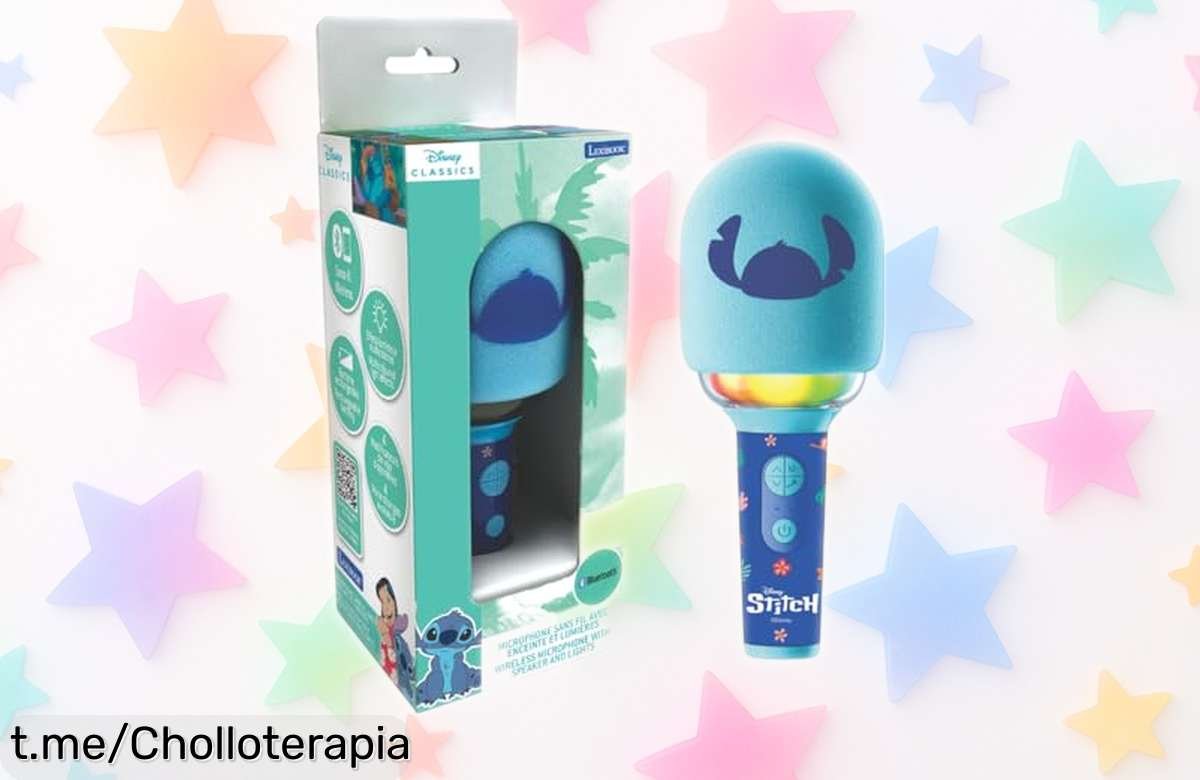 Micrófono inalámbrico LEXIBOOK Disney Stitch con altavoz y efectos: ¡un chollo que vuela, atrapa la diversión ahora antes de que se agote!