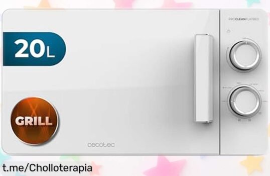 Microondas compacto Cecotec Proclean 3120 con grill halógeno: ¡cocina rápido y crujiente a un precio que no podrás creer! No dejes pasar este ofertón único.