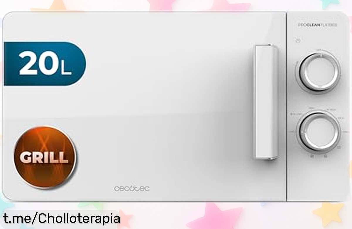 Microondas compacto Cecotec Proclean 3120 con grill halógeno: ¡cocina rápido y crujiente a un precio que no podrás creer! No dejes pasar este ofertón único.