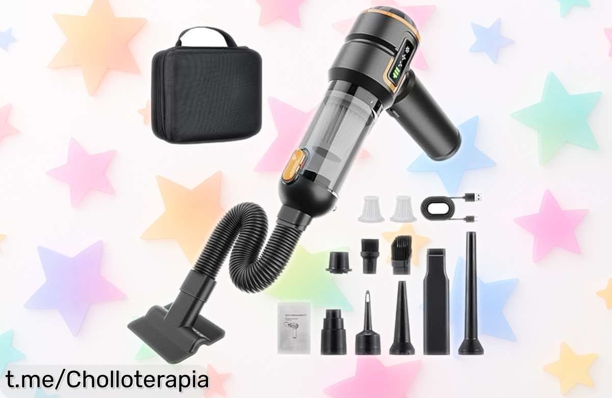 Mini aspirador de mano sin cable con succión brutal y batería duradera, super chollo para dejar tu coche impecable en un pispás, ¡no te lo pierdas!