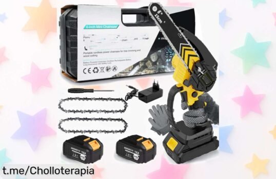 Mini motosierra eléctrica de 6 pulgadas con 2 baterías, ¡chollazo y precio de escándalo que vuela! No te quedes sin la tuya antes de que desaparezca.