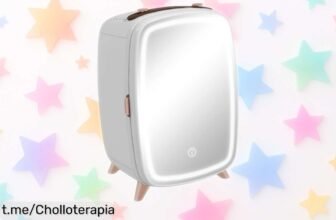 Mini nevera para cosméticos HOMCOM con espejo LED, ¡un chollazo que volará! Mantén tu maquillaje fresquito y listo para brillar, no te quedes sin la tuya.