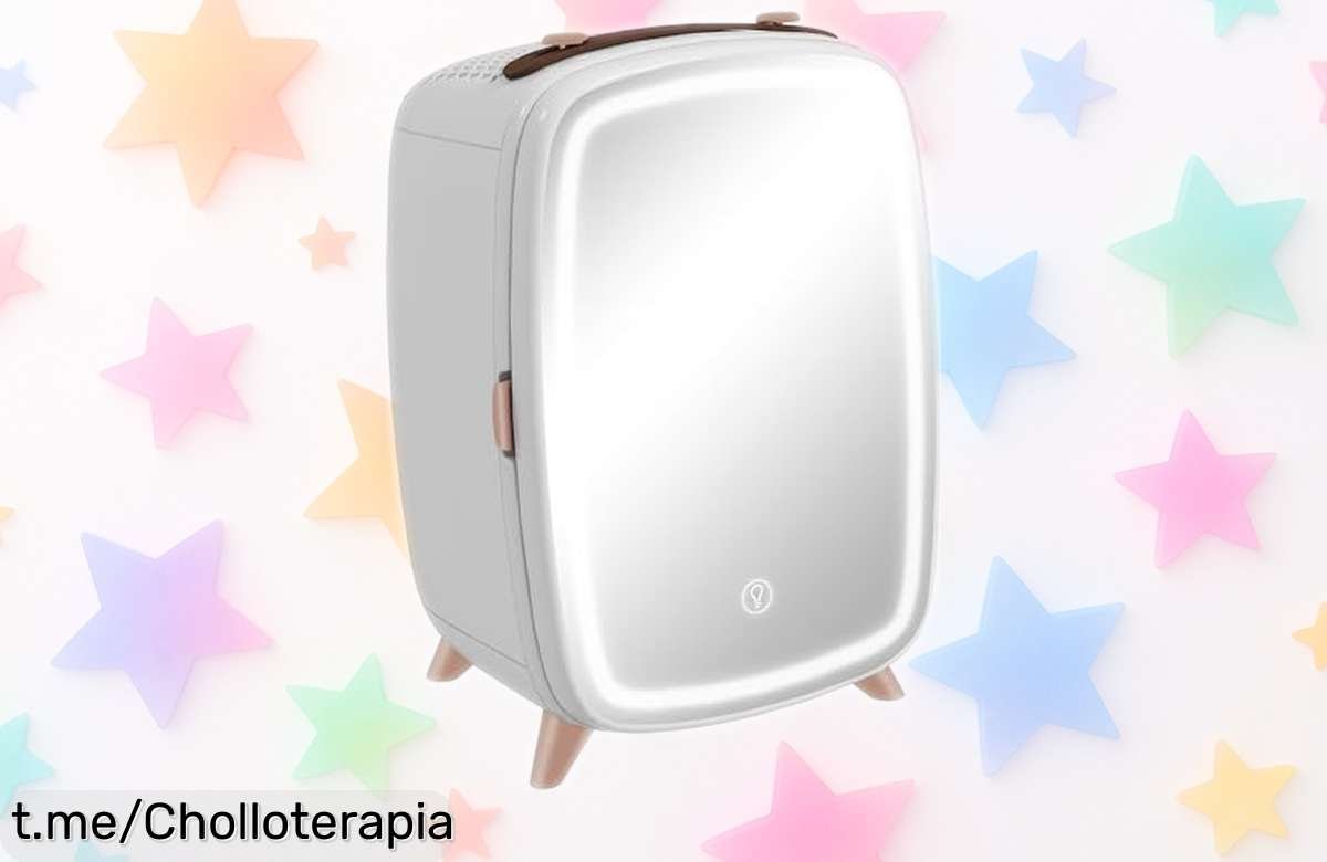 Mini nevera para cosméticos HOMCOM con espejo LED, ¡un chollazo que volará! Mantén tu maquillaje fresquito y listo para brillar, no te quedes sin la tuya.