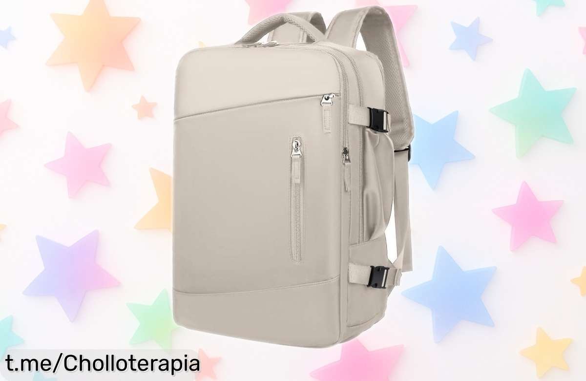 Mochila de viaje para cabina con gran capacidad y bolsillo cargador, ¡ofertón que vuela rápido! Equipaje ideal para tus aventuras a precio de escándalo. ¡No te quedes sin la tuya!