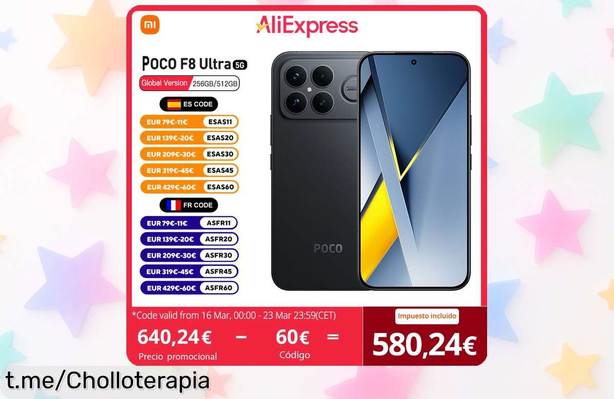 Móvil POCO F8 Ultra 5G con pantalla AMOLED gigante de 6,9” y batería bestia por un precio de risa; esta oferta vuela, ¡no te quedes sin el tuyo!