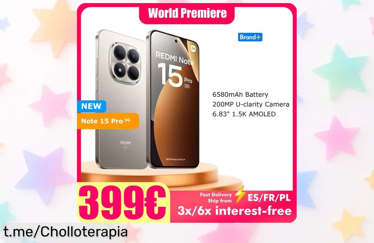 Móvil Xiaomi Redmi Note 15 Pro 5G con cámara de 200MP y batería eterna, ¡a precio de risa! No te quedes sin el tuyo, esta oferta volará rápido.