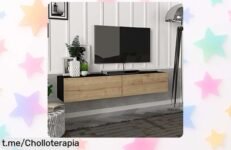 Mueble TV flotante Toivakka, elegancia y orden para tu salón a un precio increíble; no dejes escapar este ofertón que vuela rápido.