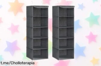 Organizador de armario plegable SONGMICS: chollo de 2 unidades con ganchos metálicos y refuerzo de bambú, ideal para aprovechar el espacio sin preocupaciones. ¡No te quedes sin el tuyo!