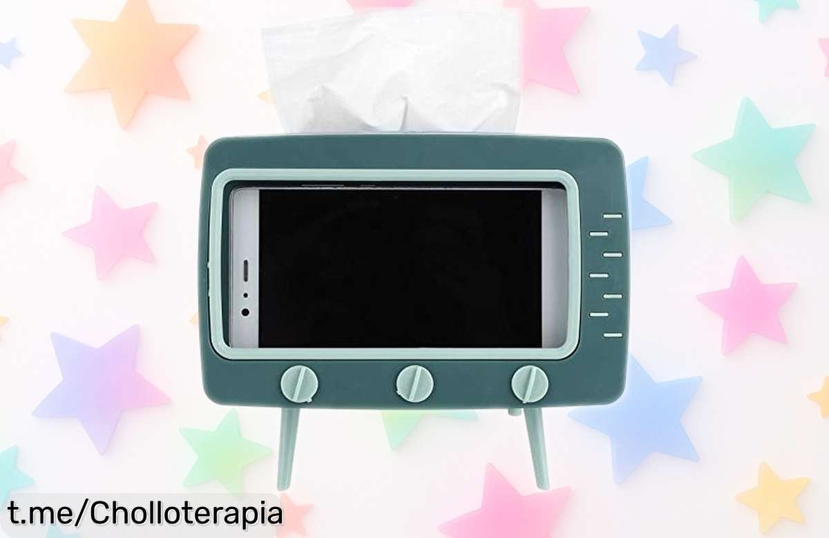 Organizador de escritorio retro con soporte para móvil y dispensador, ¡super chollo que tendrás todo a mano! Las pocas unidades no durarán, aprovecha esta oferta regaladísima ya mismo.