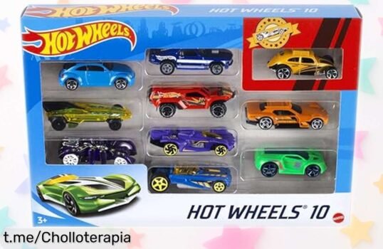Pack de 10 coches Hot Wheels surtidos y detallados a un precio tirado que vuela, ¡lleva la diversión a casa antes de que se agoten!