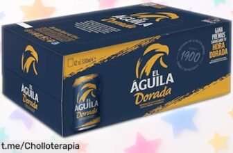 Pack de 12 latas de El Águila Dorada, la cerveza lager perfecta con sabor cítrico a un precio loco que te hará disfrutar cada sorbo. ¡No dejes pasar esta oportunidad y llévalo ya!