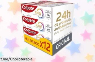 Pack de 12 pastas Colgate Total que lucha contra 8 problemas dentales y protege tu sonrisa todo el día, este precio es un chollo ¡no te lo puedes perder!