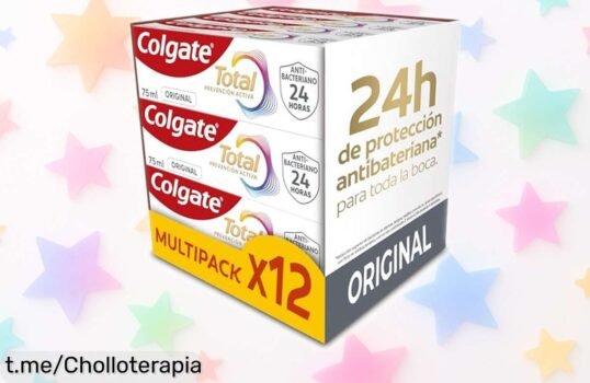 Pack de 12 pastas Colgate Total que lucha contra 8 problemas dentales y protege tu sonrisa todo el día, este precio es un chollo ¡no te lo puedes perder!