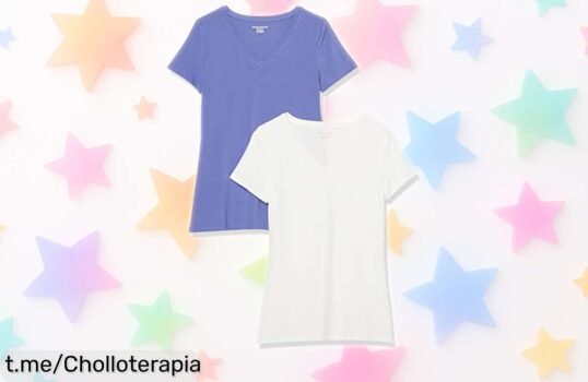 Pack de 2 camisetas básicas Amazon Essentials, tela suave y cómodas para un look impoluto. ¡No te quedes sin este ofertón que hará brillar tu estilo!