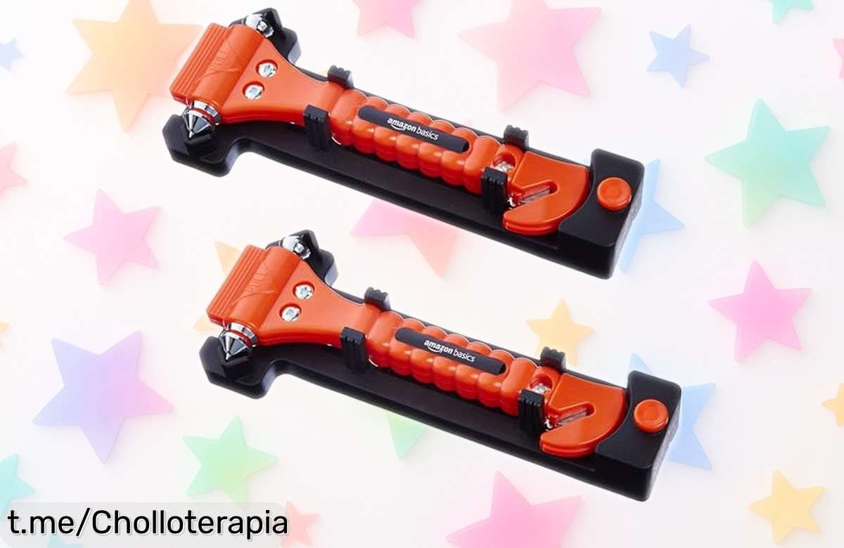 Pack de 2 cortadores de cinturón y martillos rompecristales Amazon Basics a precio que no cuadra, ¡perfectos para emergencias! No te quedes sin ellos, estas unidades vuelan.