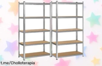 Pack de 2 estanterías metálicas TLoVendo con 5 baldas resitentes a precio de risa, organiza tu garaje o despacho y siente la satisfacción de un hogar ordenado ya.