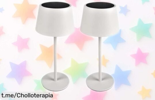 Pack de 2 lámparas solares LED greenandco, regulables y recargables, precio loco que no podrás dejar pasar; ilumina tu vida, ¡aprovéchalo ya antes de que se agoten!