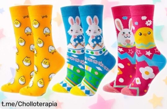 Pack de 3 pares de calcetines con conejitos para Pascua a un precio irreal que no querrás dejar escapar, regala alegría y color en estas fiestas.