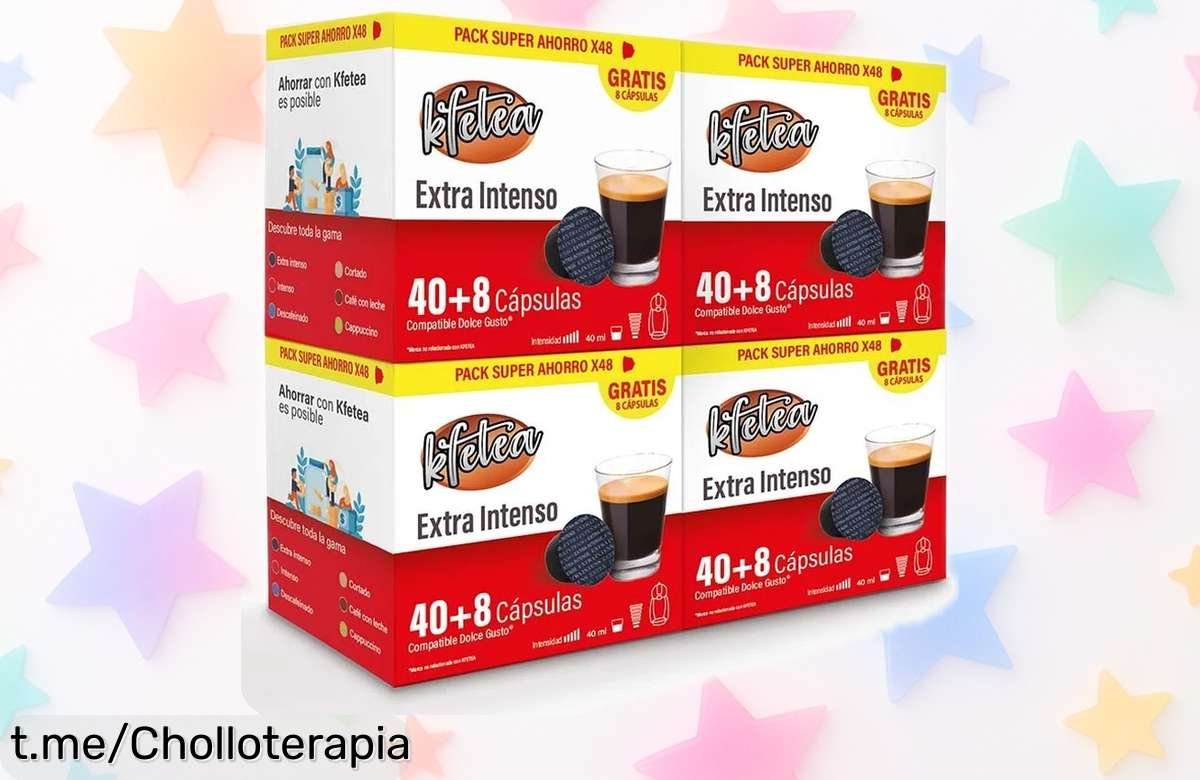 Pack de 4 cajas con 48 cápsulas Extra Intenso Kfetea para Dolce Gusto a precio de risa, no te quedes sin tu espresso diario ¡Aprovecha antes que se agoten!
