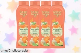 Pack de 4 geles de ducha Tulipán Negro con aroma cítrico a precio loco, ¡no te quedes sin la suavidad y frescura que tu piel merece! Corre ante que se agoten.