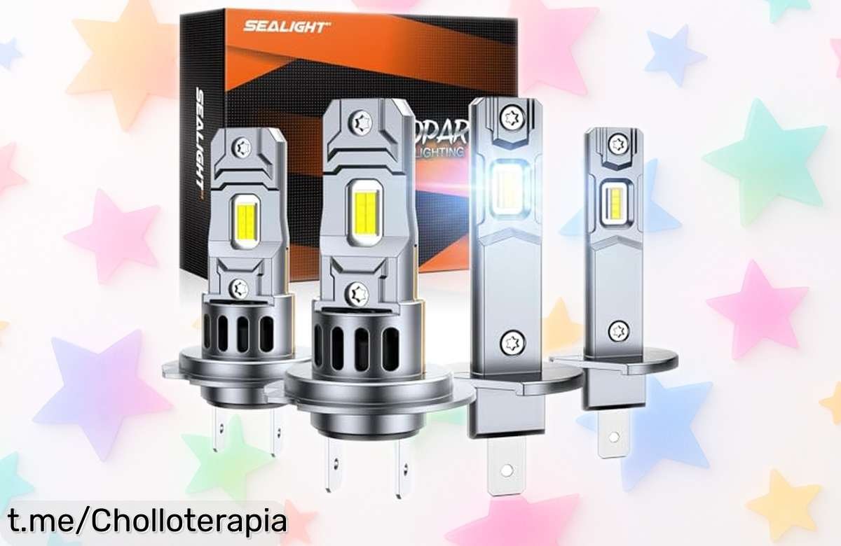 Pack de 4 luces LED H7+H1 SEALIGHT con ventilador que iluminan como el día: ¡mejora tu visibilidad nocturna a un precio imbatible antes de que vuela!