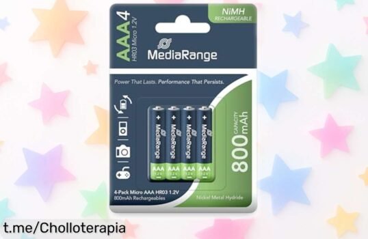 Pack de 4 pilas recargables MediaRange MRBAT120 que no te dejarán tirado, chollazo a precio de risa y pocas unidades: ¡hazte con ellas ya antes de quedarte sin energía!