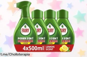 Pack de 4 recambios Fairy Poder Limón: limpieza relámpago contra la grasa, ¡chollo imbatible que volará de las estanterías! Aprovecha y deja tu cocina impecable.