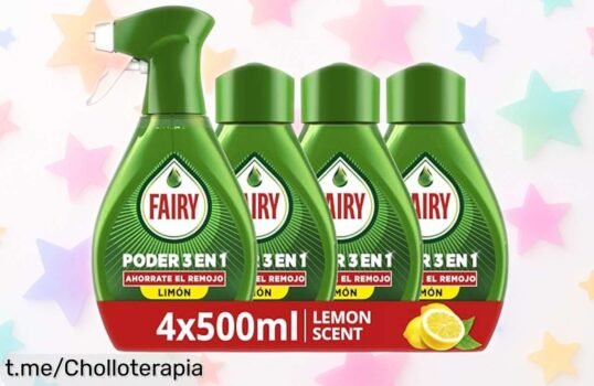 Pack de 4 recambios Fairy Poder Limón: limpieza relámpago contra la grasa, ¡chollo imbatible que volará de las estanterías! Aprovecha y deja tu cocina impecable.