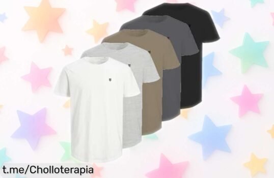 Pack de 5 camisetas básicas Jack & Jones con bordados premium a precio de ganga, no te quedes sin ellas y súmate al estilo que todos quieren lucir.