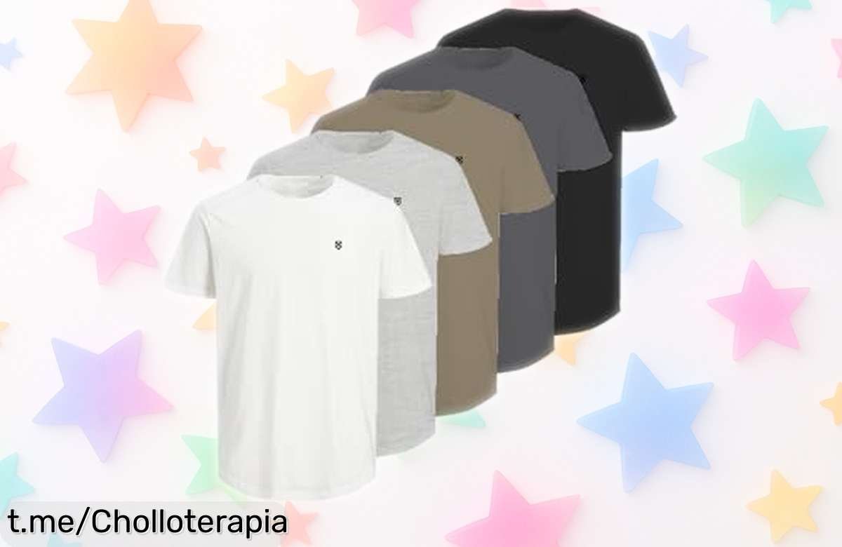 Pack de 5 camisetas básicas Jack & Jones con bordados premium a precio de ganga, no te quedes sin ellas y súmate al estilo que todos quieren lucir.