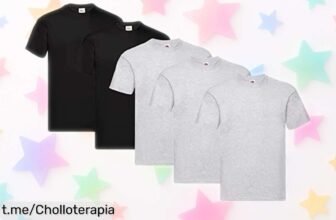 Pack de 5 camisetas manga corta que no se deforman nunca, ¡a un precio ridículo! Renueva tu armario y disfruta cada día sin preocuparte por nada. ¡Consíguelas ya antes de que vuelen!