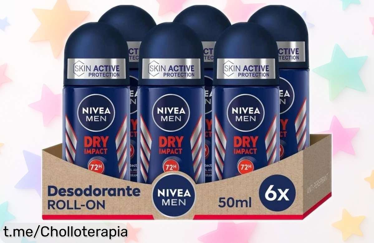 Pack de 6 desodorantes roll on Dry Impact NIVEA MEN: Protección total y frescura al mejor precio, ¡no dejes que se escapen estas unidades limitadas!