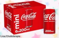 Pack de 6 mini latas de Coca Cola sabor original a precio loco,enséñale la mejor bebida a tus amigos y sorpréndete con cada sorbo. ¡El chollo que no puedes dejar escapar!