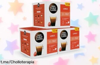 Pack de 90 cápsulas de café Lungo Dolce Gusto, sabor intenso y equilibrado. Precio loco que no cuadra para tanto café delicioso. ¡Apresúrate antes de que se agoten!