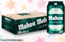 Pack grande de cerveza dorada Mahou Clásica a precio ridículo: ¡sabor suave y espuma perfecta para disfrutar sin pensar! No te quedes sin el tuyo, se va volando.