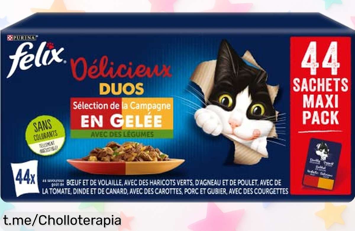 Pack maxi de comida húmeda Purina Felix: 44 sobres repletos de sabor y nutrientes, ¡una oferta irresistible para que tu gato sea feliz! Aprovecha ahora este ofertón único.
