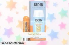 Pack protector solar facial SPF 50 y labial SPF 30 ISDIN, ¡rebajado a un precio brutal! No dejes que esta oportunidad se te escape y cuida tu piel como se merece.