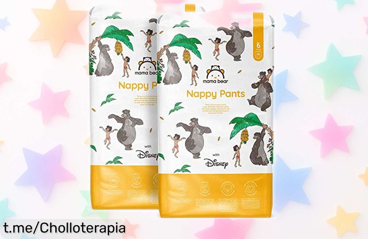 Pañales braguita con ajuste 360 de Disney y Amazon Mama Bear a precio ridículo, ¡cuidado toda la noche! No te quedes sin el tuyo, corre que vuelan.