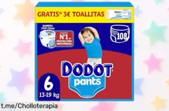 Pañalesbraguita Dodot Bebé Pants con ajuste 360° y 108 unidades: absorción instantánea a un precio loco, ¡no dejes que se te escapen!