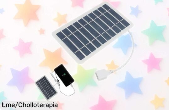 Panel solar portátil 2W con USB para cargar tu móvil donde sea, ¡ofertón increíblemente ligero y resistente que no puedes dejar pasar! Energía en tus escapadas al instante.