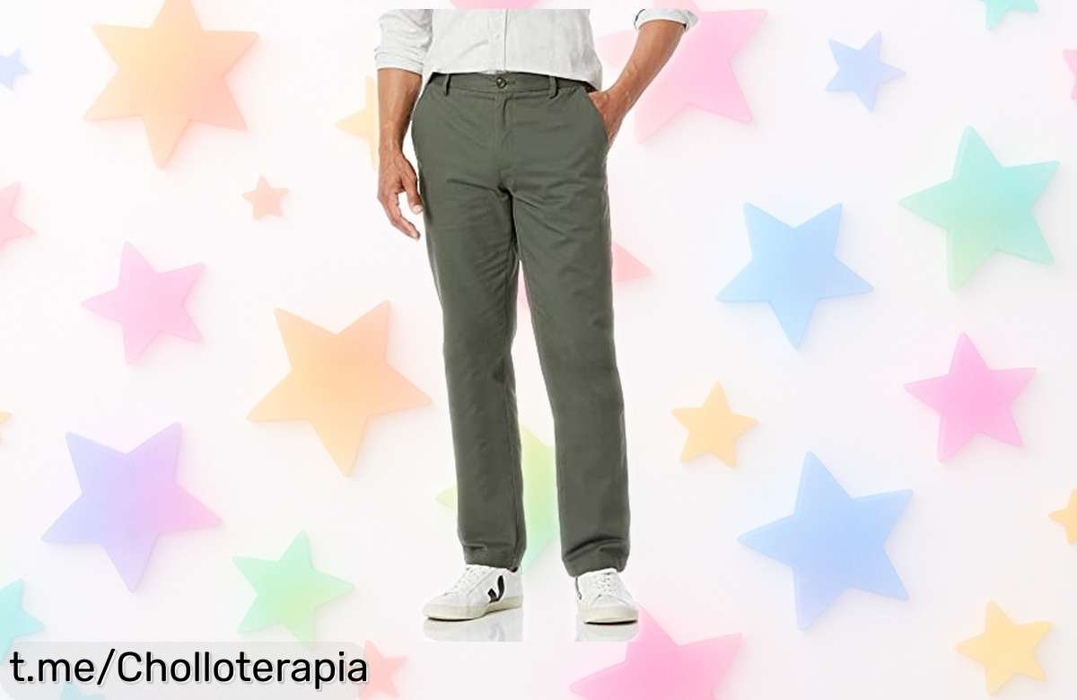 Pantalón chino de corte recto Amazon Essentials, super oferta para renovar tu armario con un estilo impecable y sin arrugas. ¡No te lo pierdas, esta oportunidad es única!
