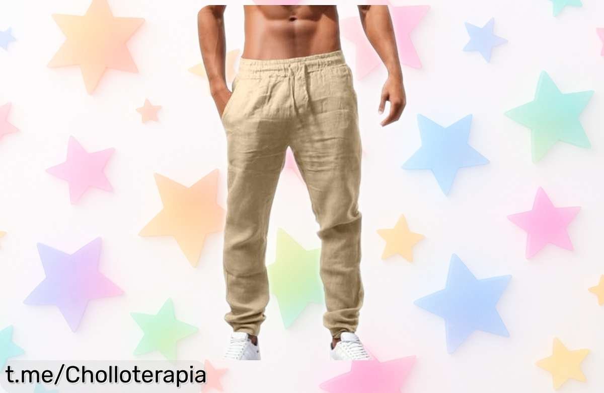Pantalón largo de lino para hombre, fresco y ligero, super cómodo; aprovecha el cupón y llévatelo a un precio loco antes de que se agote. ¡No te quedes sin él!